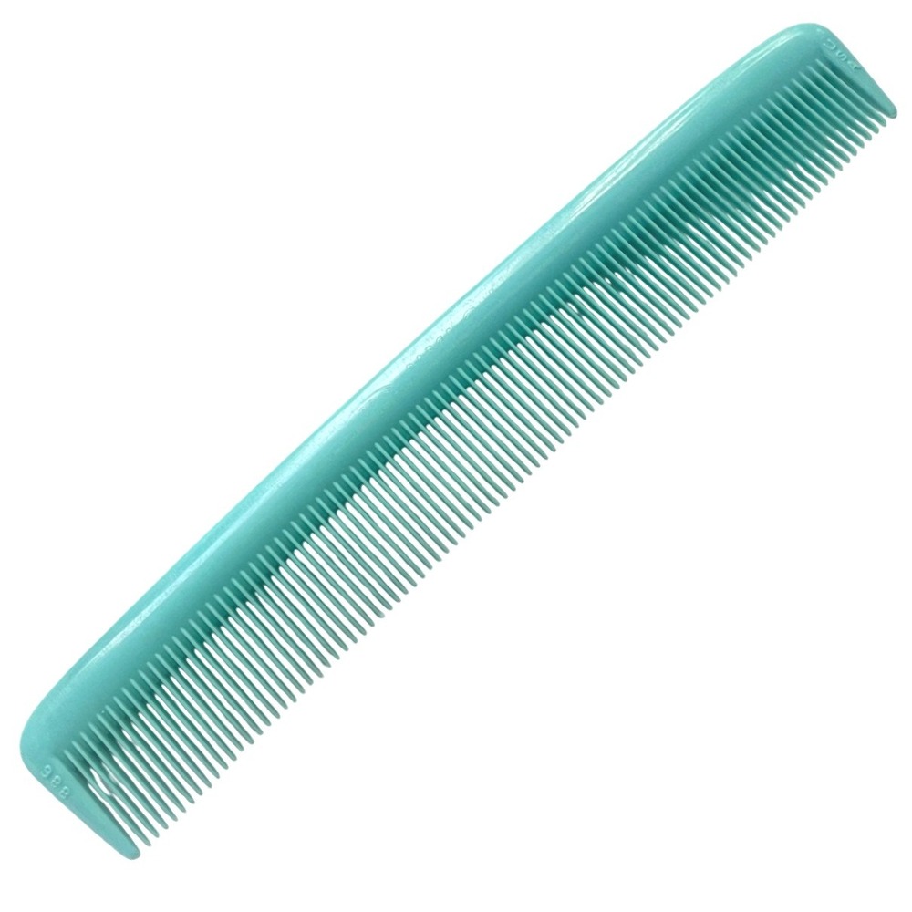 Vintage teal Blue 7" Plastic Hair Comb‎ USA Wide Pocket Purse Unbreakable NEW
